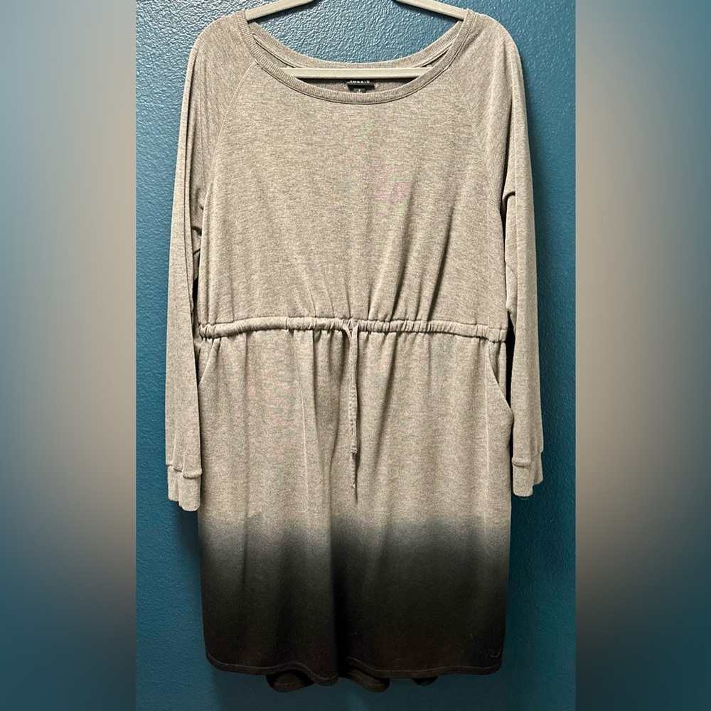 Torrid Off-Shoulder Skater Dress - French Terry Heather Grey Dip Dye